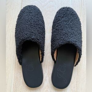 J. Crew Black Sherpa Mules